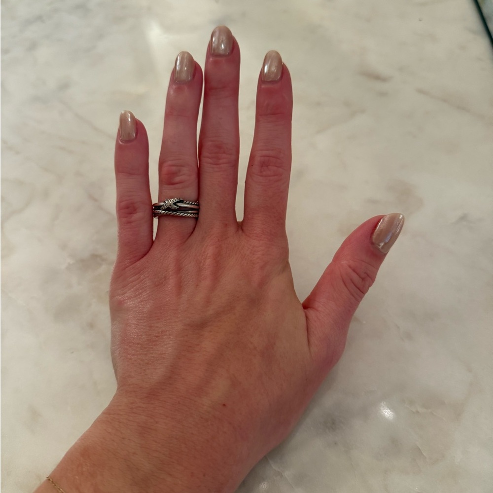 David Yurman Silver Twisted Cable X Ring